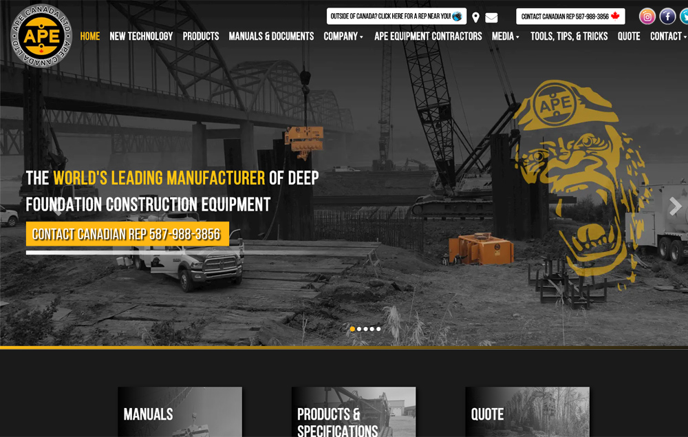 APE website home page - website designed by Industrial NetMedia/Creative101