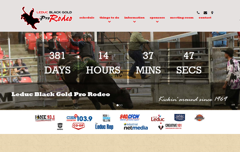 Leduc Black Gold Rodeo website designed by Industrial NetMedia/Creative101