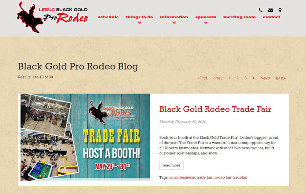 Leduc Black Gold Rodeo website designed by Industrial NetMedia/Creative101