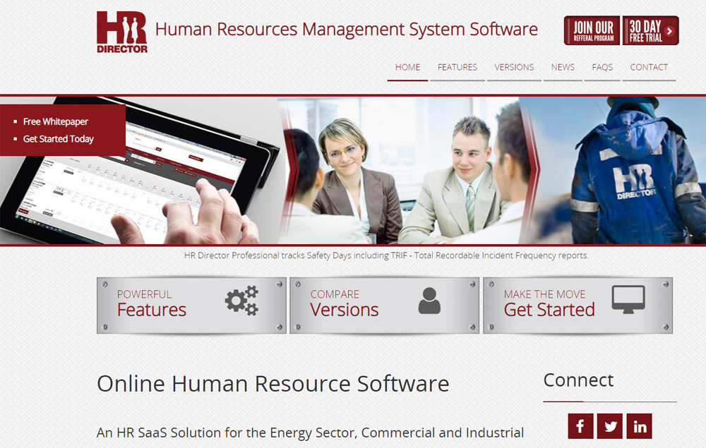 HR Director home page - website designed by Industrial NetMedia/Creative101
