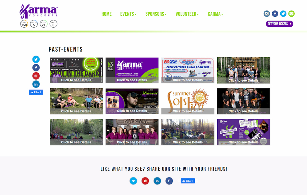 Karma Concerts Past Events - website designed by Industrial NetMedia/Creative101