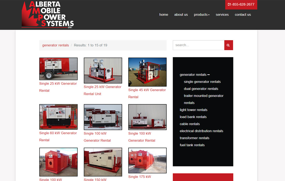 AB Mobile Power products page - website designed by Industrial NetMedia/Creative101