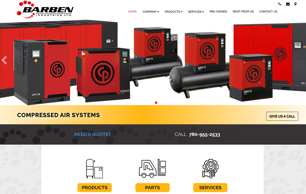 Barben Industries - website designed by Industrial NetMedia/Creative101