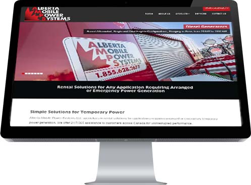 Industrial NetMedia designed this powerful Homepage for Alberta Mobile Power Systems of Leduc