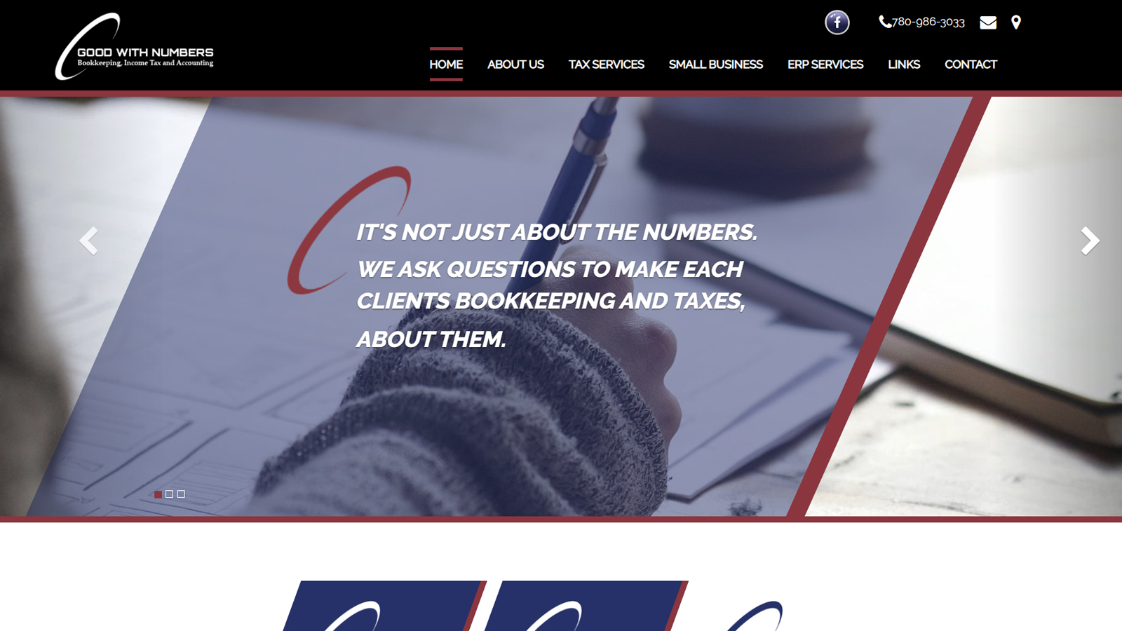 Good With Numbers home page - website designed by Industrial NetMedia/Creative101