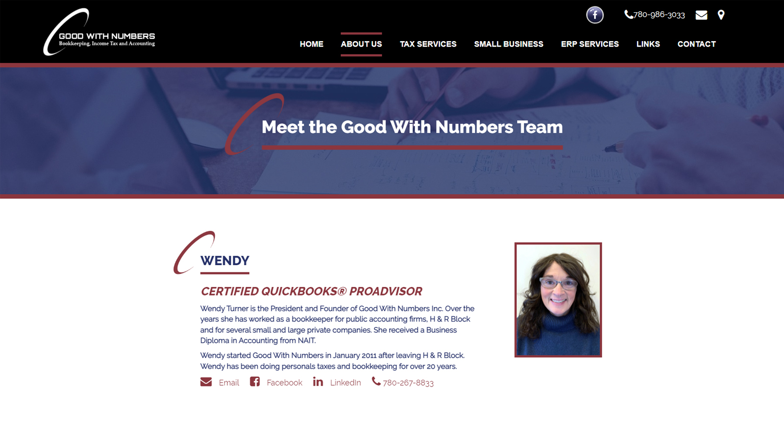 Good With Numbers team page - website designed by Industrial NetMedia/Creative101