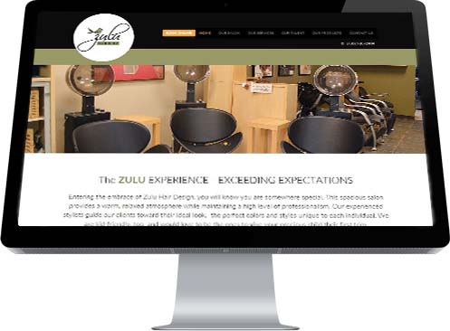 The Homepage of Zulu Hair  in Leduc Designed by Industrial NetMedia